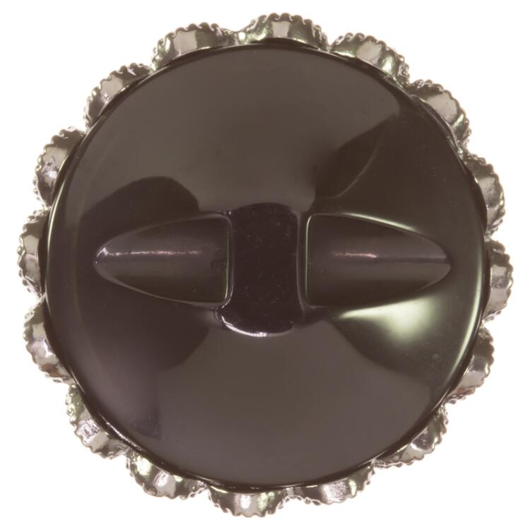 Schmuckknopf in Silber mit Zierkappe aus Metall und Spiegelkern aus Kunststoff 38mm