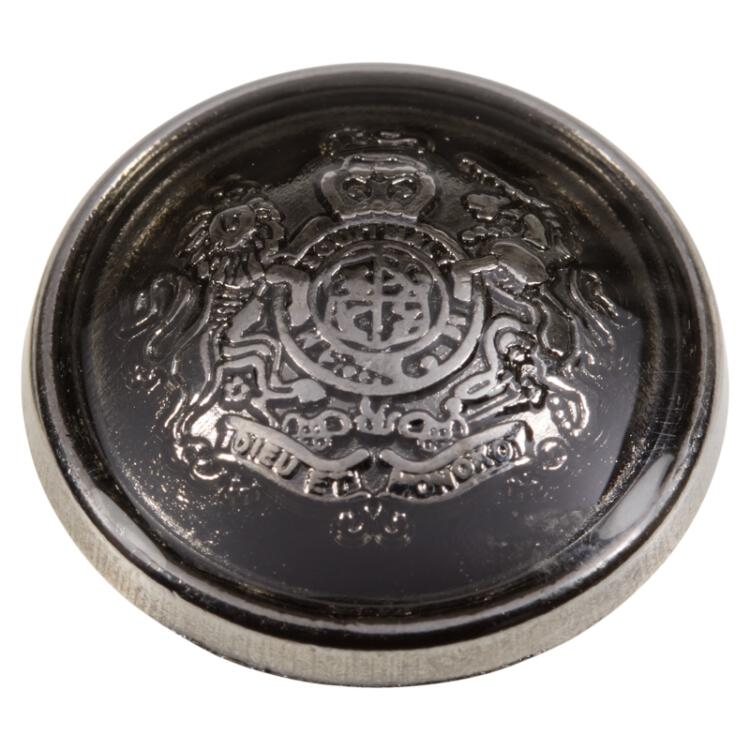 Metallknopf mit Wappen in Grau überzogen mit transparenter Emaille 15mm