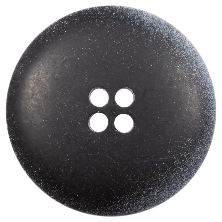 Kunststoffknopf mit weißer Vorderseite und schwarzem Ornament am Rand 15mm