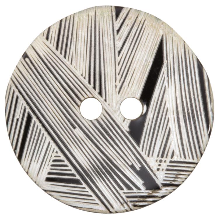 Perlmuttknopf in Grau mit gelasertem Flechtmotiv 12mm