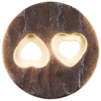 Trachtenknopf in Hirschhornoptik braun mit Herz-Löchern