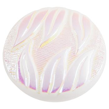 Glasknopf mit floralem Motiv in Weiß mit Polarlicht-Effekt