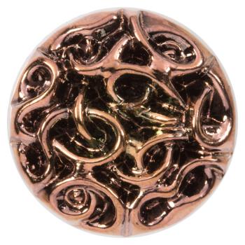 Glasknopf mit verwurzeltem Motiv in Kupfer