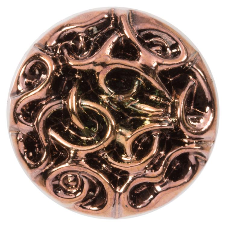 Glasknopf mit verwurzeltem Motiv in Kupfer 14mm