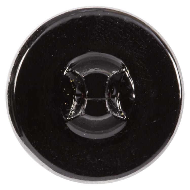 Glasknopf in Schwarz mit versenktem Motiv in Silber 18mm