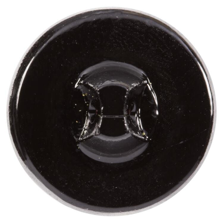 Glasknopf in Schwarz mit versenktem Motiv in Silber 23mm
