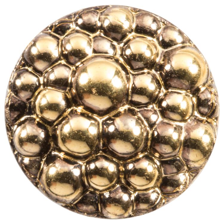 Glasknopf mit kleinen Kugeln auf Vorderseite in Gold 11mm