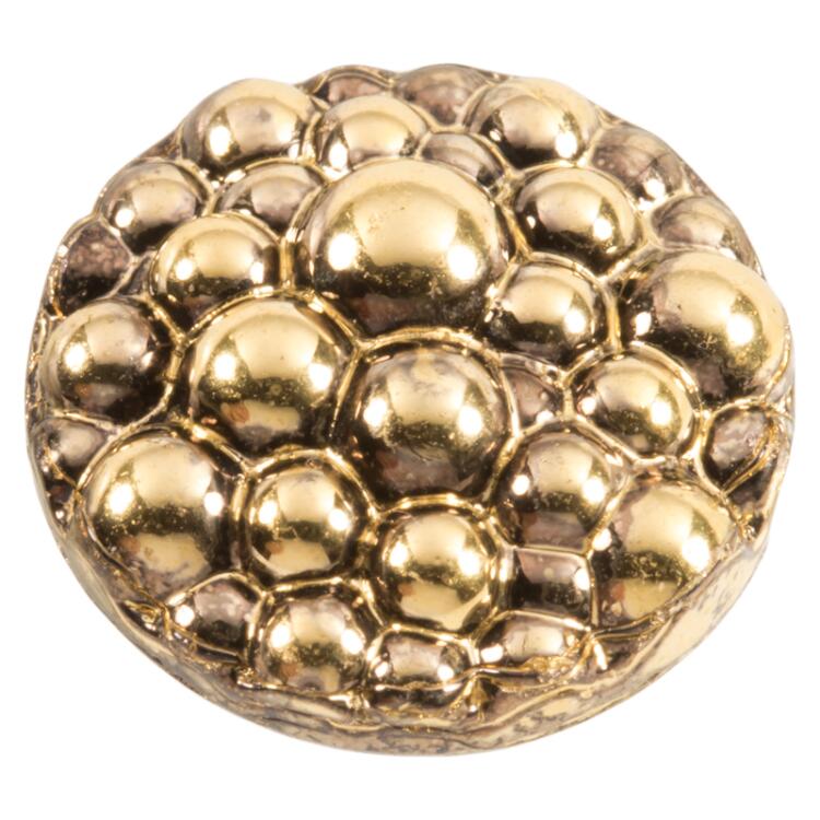 Glasknopf mit kleinen Kugeln auf Vorderseite in Gold 18mm
