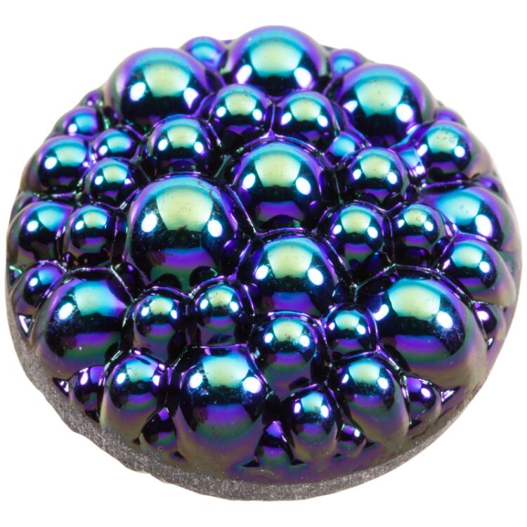 Glasknopf mit kleinen Kugeln auf Vorderseite in Blau 11mm