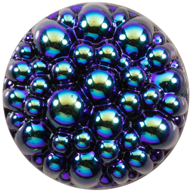 Glasknopf mit kleinen Kugeln auf Vorderseite in Blau 11mm