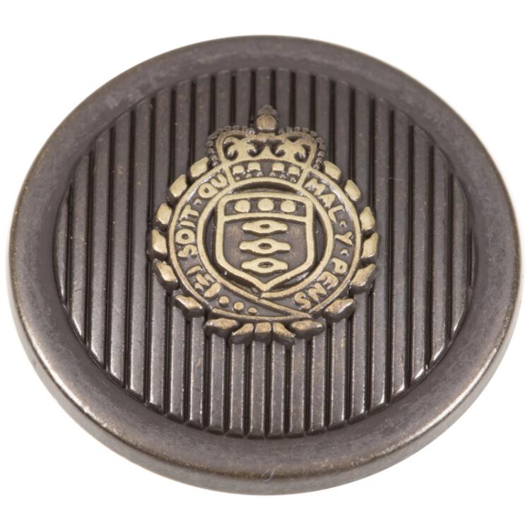 Metallknopf mit Wappenmotiv in Antikmessing 15mm