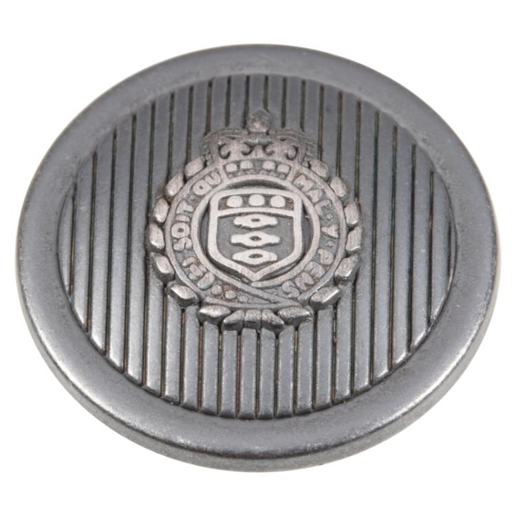 Metallknopf mit Wappenmotiv in Grau-Silber 15mm