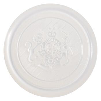Kunststoffknopf mit Wappen Lasermotiv in Perlmutt-Weiß