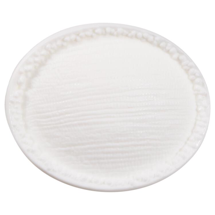 Kunststoffknopf oval Gewebeoptik weiß