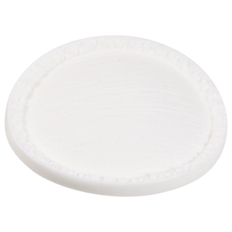 Kunststoffknopf oval "Gewebeoptik" weiß 20mm