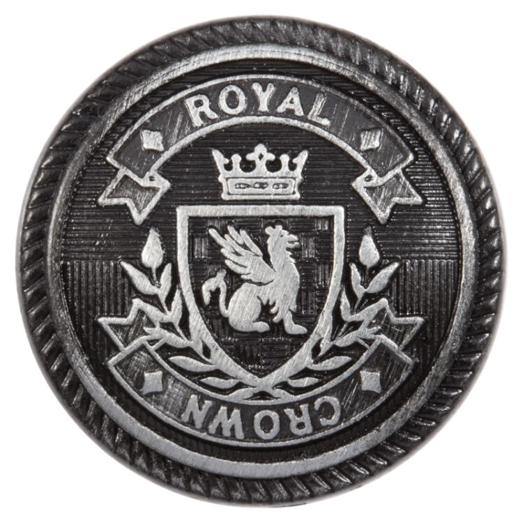 Metallknopf mit Wappen-Motiv schwarz gebürstet