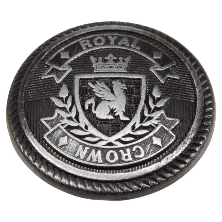 Metallknopf mit Wappen-Motiv schwarz gebürstet 20mm
