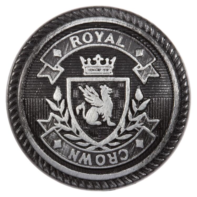 Metallknopf mit Wappen-Motiv schwarz gebürstet 20mm