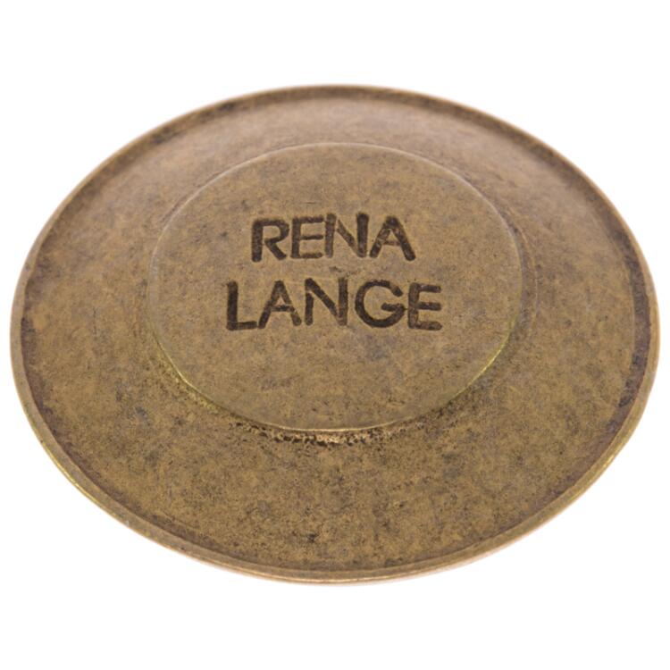 Metallknopf in Altgold mit "RENA LANGE"-Label 23mm