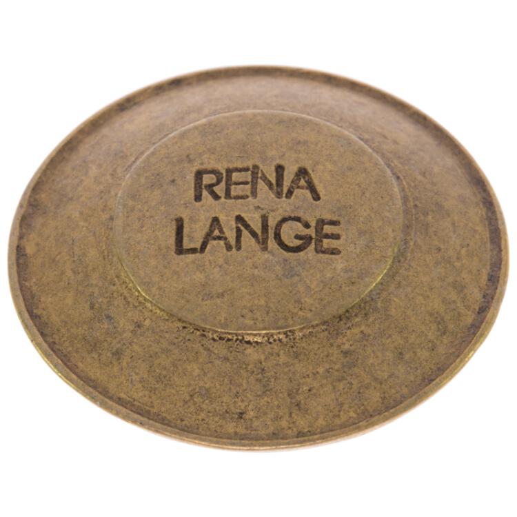 Metallknopf in Altgold mit "RENA LANGE"-Label 25mm