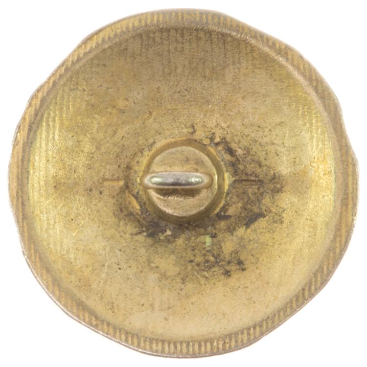 Metallknopf in Altgold gehämmerte Optik mit "RENA LANGE"-Label 20mm
