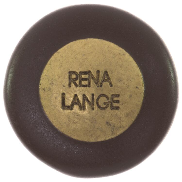 Metallknopf in Altgold mit "RENA LANGE"-Label und braunem Rand 18mm