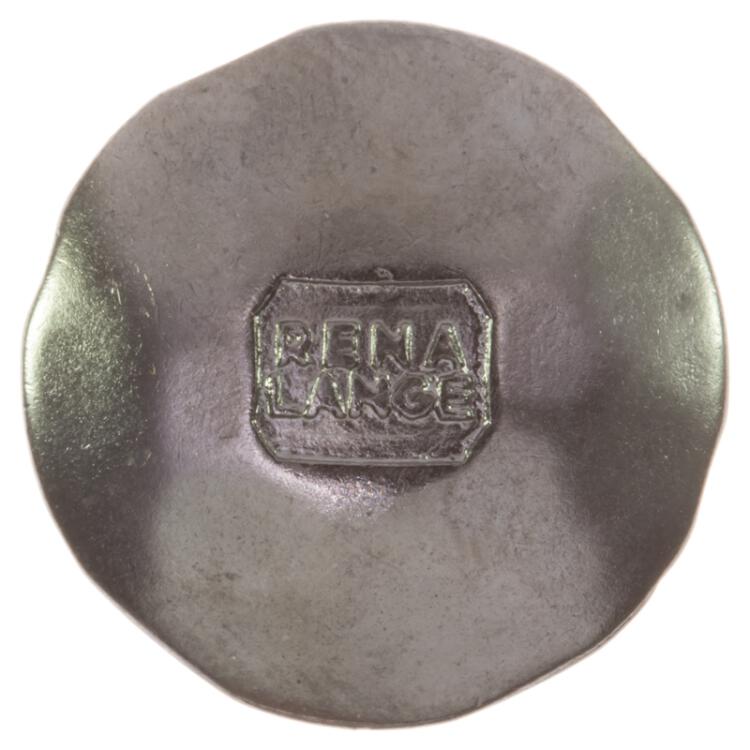 Metallknopf in Grau gehämmerte Optik mit "RENA LANGE"-Label 18mm