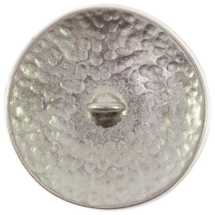Metallknopf in Silber gehämmerte Optik mit "RENA LANGE"-Label 16mm