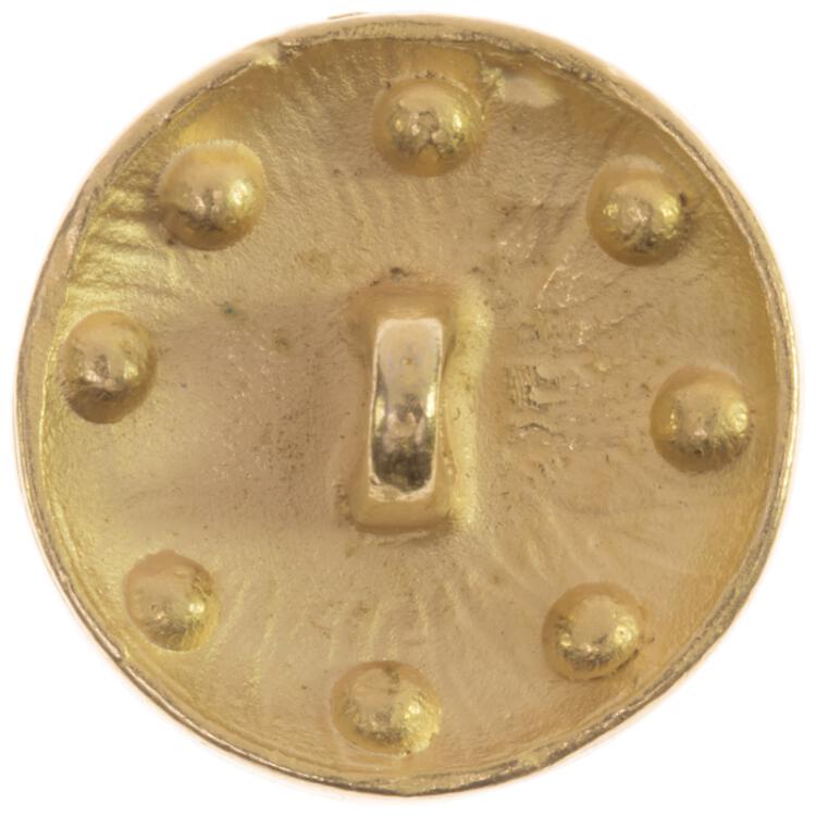 Metallknopf in Gold mit Kreuzmotiv in Rot und Strasssteinen am Rand 18mm