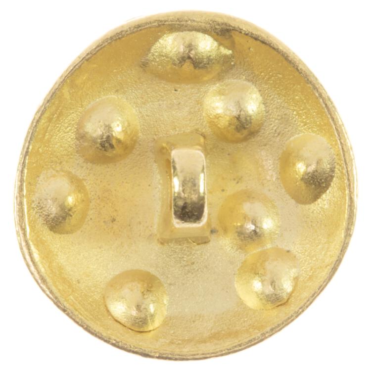 Metallknopf in Gold mit Spiralmotiv und Strasssteinen 18mm