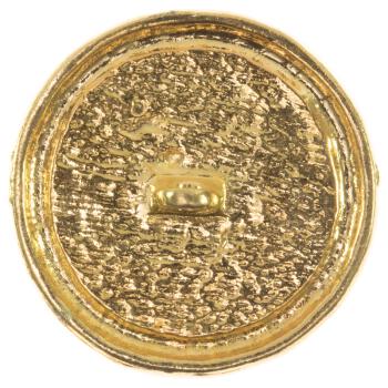 Metallknopf in Gold mit Buddha-Kopf und schwarzen Strasssteinen am Rand