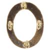 Metallzierteil oval in Gold besetzt mit Strasssteinen mit 4 Ösen zum Annähen