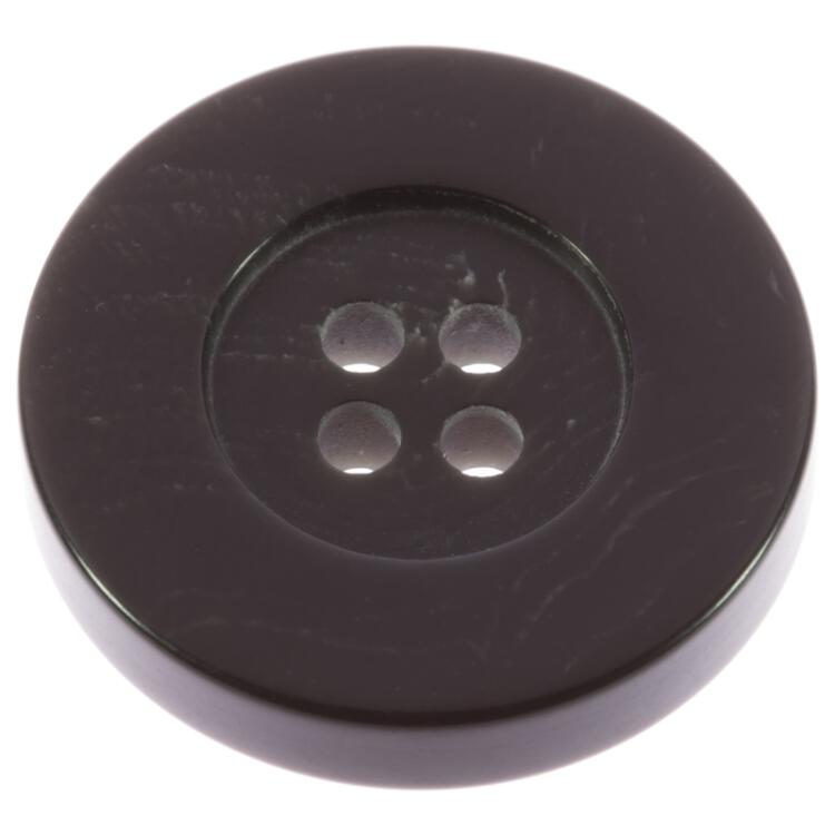 Kunststoffknopf mit breitem und flachem Rand in Schwarz