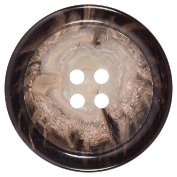 Kunststoffknopf in Hornoptik grau mit "RENA LANGE" - Beschriftung 30mm