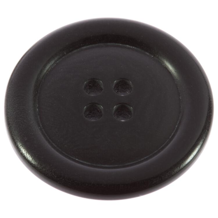 Steinnussknopf in Schwarz mit breitem Rand 28mm