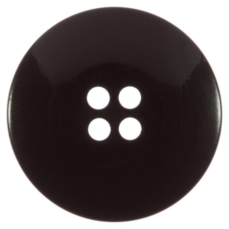 Kunststoffknopf in glänzend Schwarz mit RENA LANGE-Beschriftung