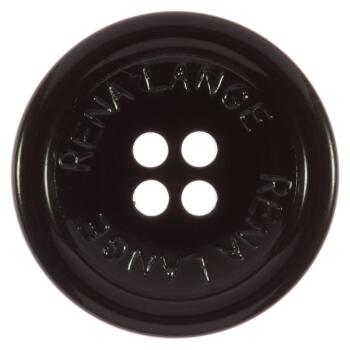 Kunststoffknopf in glänzend Schwarz mit "RENA LANGE"-Beschriftung