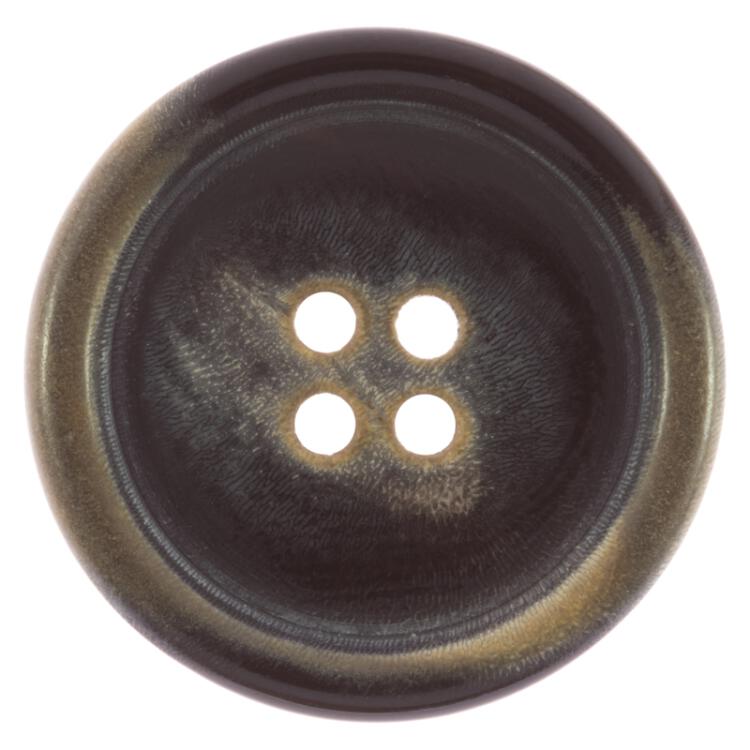 Hornknopf in glänzend Schwarz, braun angebrannt 28mm