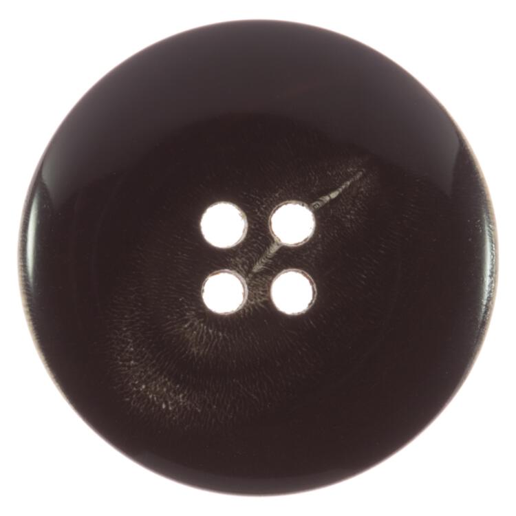 Hornknopf in glänzend Schwarz, braun angebrannt 28mm