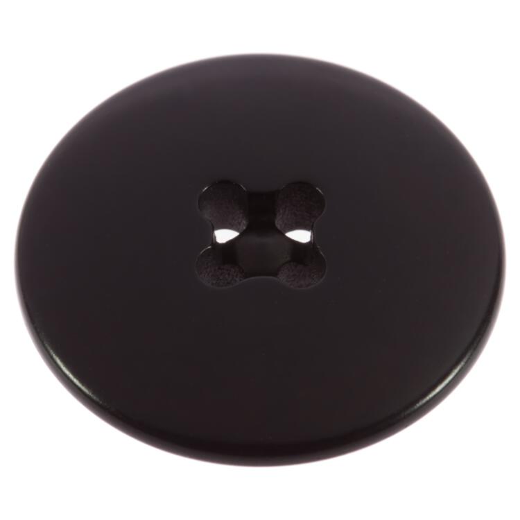 Steinnussknopf in glänzend Schwarz mit Versenkung für Faden 23mm