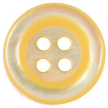 Perlmuttknopf aus MOP-Muschel in Gelb mit Rand