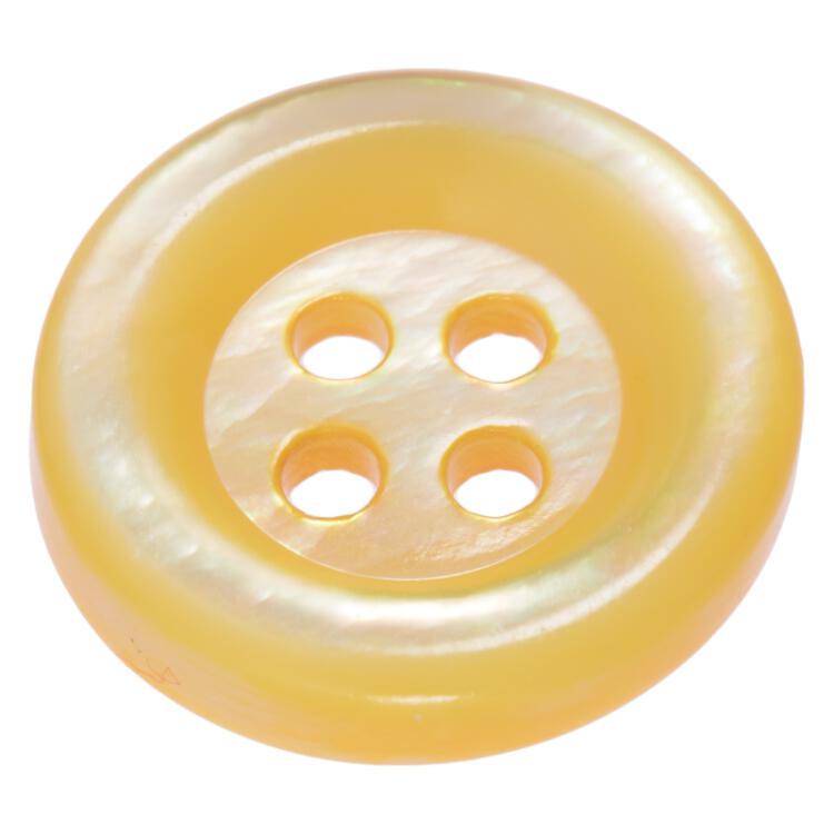 Perlmuttknopf aus MOP-Muschel in Gelb mit Rand 15mm