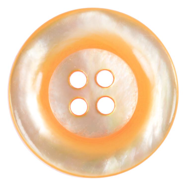Perlmuttknopf aus MOP-Muschel in Orange mit Rand