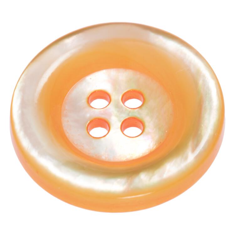 Perlmuttknopf aus MOP-Muschel in Orange mit Rand 15mm