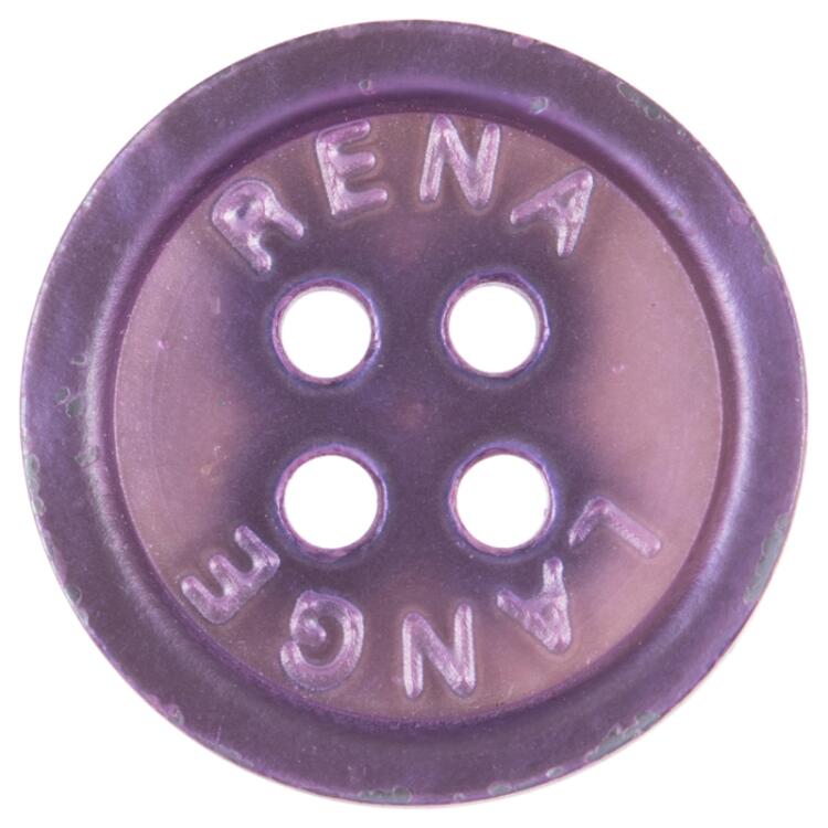 Perlmuttknopf in Lila  mit "RENA LANGE"-Beschriftung 15mm