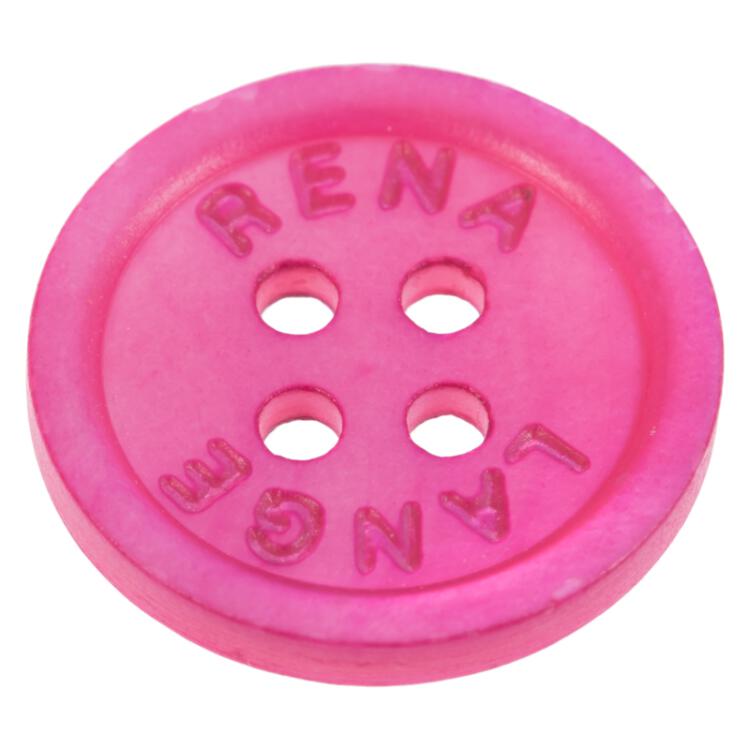 Perlmuttknopf in Rosa mit "RENA LANGE"-Beschriftung 15mm