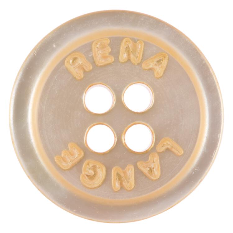 Perlmuttknopf in Beige mit "RENA LANGE"-Beschriftung 13mm