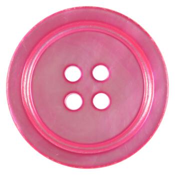Perlmuttknopf aus MOP-Muschel in Rosa mit Vertiefung am Rand