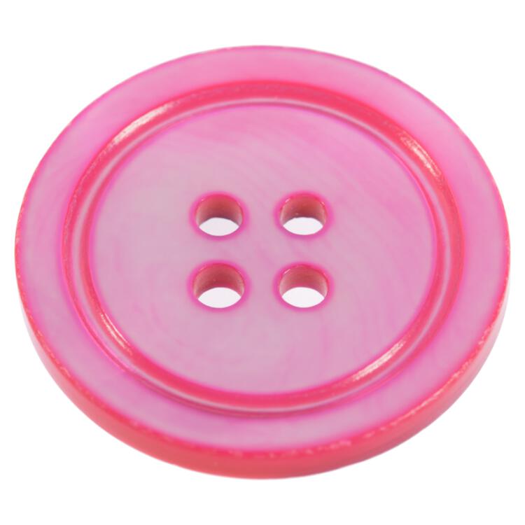 Perlmuttknopf aus MOP-Muschel in Rosa mit Vertiefung am Rand 18mm