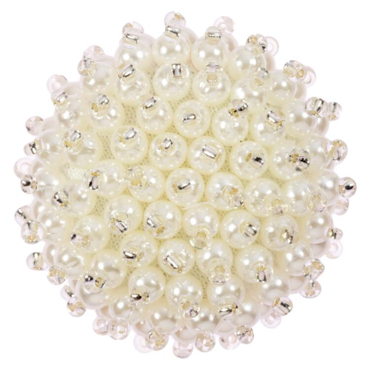 Zierknopf bestickt mit weißen Perlen 35mm